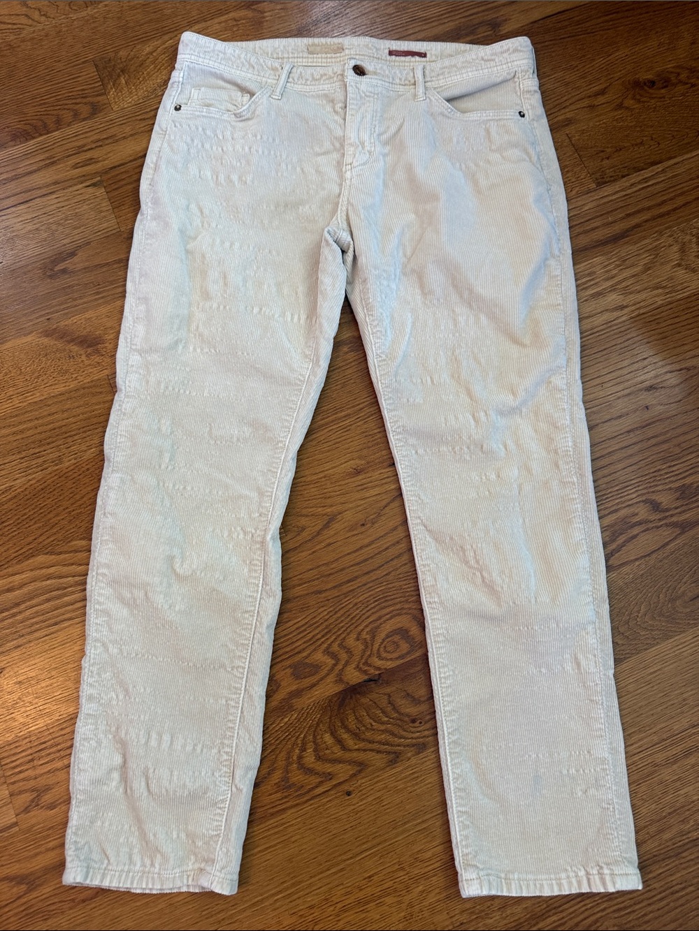 Pilcro Slim Boyfriend Crop Corduroy Pants Size 29 Ivory Cream